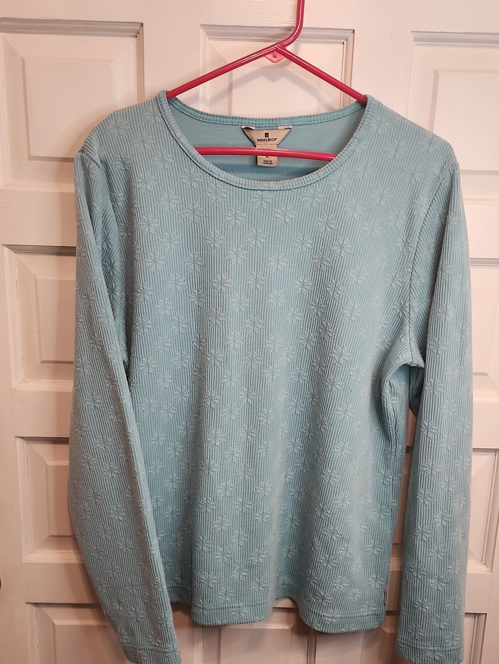 WOOLRICH Women’s Light Blue AQUA Textured SNOWFLAKE Crewneck Sweater TOP
